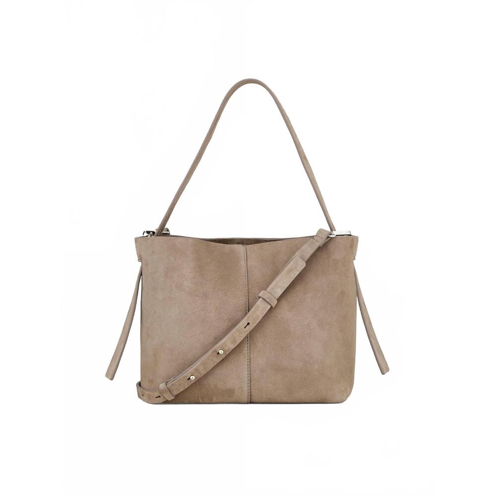 NEW BECK SONDERGAARD women’s fraya suede small tote crossbody bag in tan